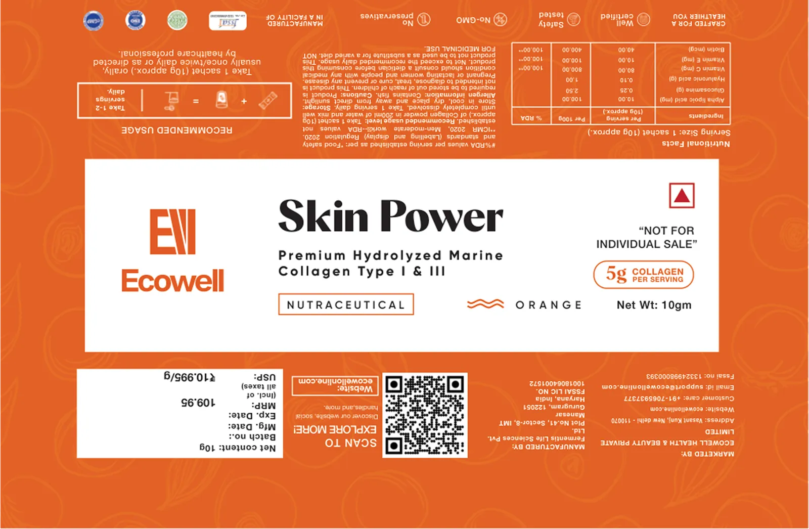 Skin Power Sachet Packaging Layout